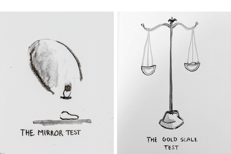 Mirror Test, 1995 and Gold Scale Test, 2018